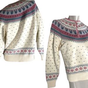 90s vintage eddie bauer pastel fair isle cotton sweater